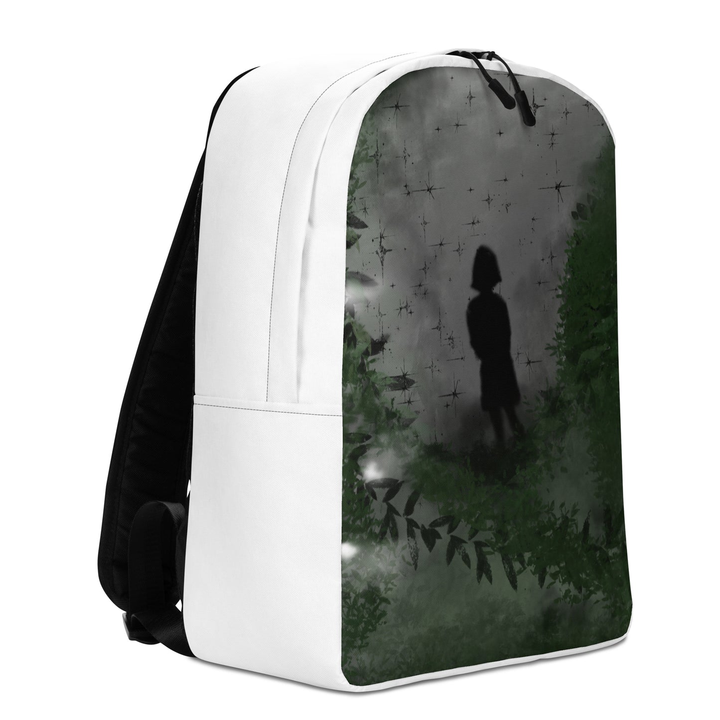 Minimalist Backpack "Girl in the Night Forest" + logo and credit