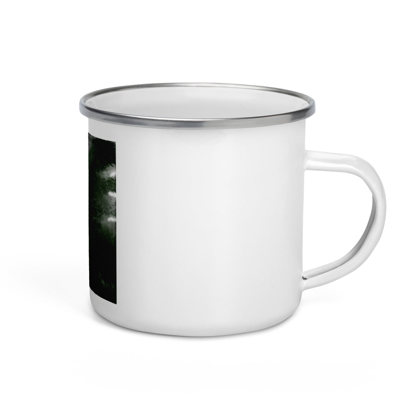 Enamel Mug "Girl in the Night Forest Artwork in Clear BG" + Logo